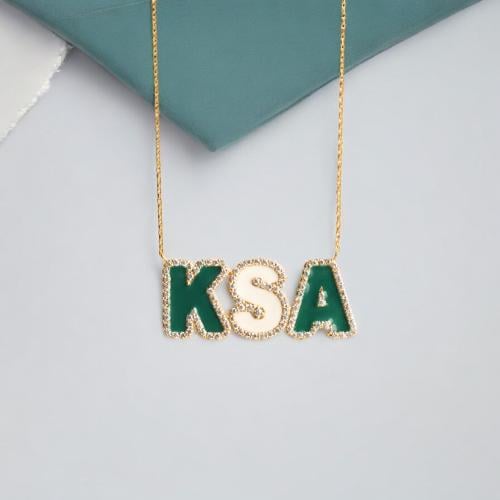 سلسلة KSA الأنيقة باللون الذهبي-الأخضر-الأبيض (N37...