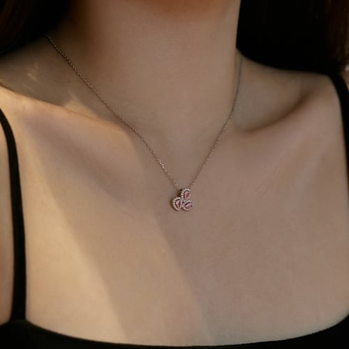 سلسلة أنيقة اللون /فضي - وردي (N916).