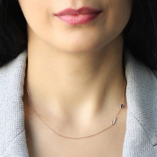 سلسلة حرف بالانجليزي الأنيقة , اللون روز جولد (LE1...