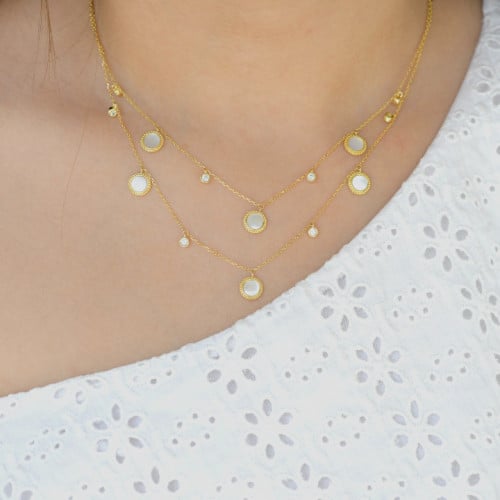 سلسلة أنيقة باللون الذهبي -الأبيض (N511) .