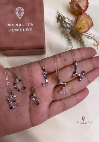 سلاسل الأحرف الأنجليزية الأنيقة باللون الفضي (N274...