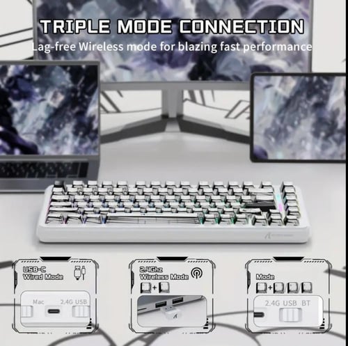 كيبورد مغناطيسي لا سلكي attack shark x82pro he