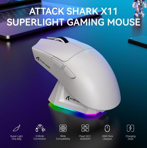 عرض ماوس اتاك شارك x11 + ماوس باد رمادي