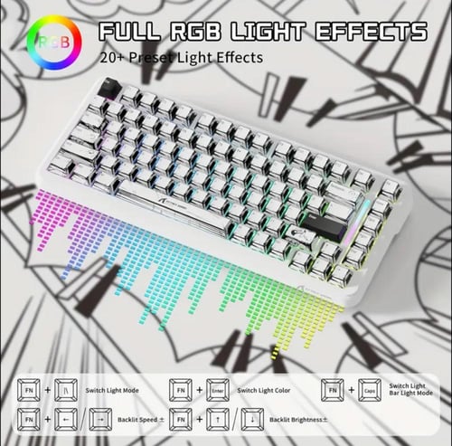 كيبورد مغناطيسي لا سلكي attack shark x82pro he