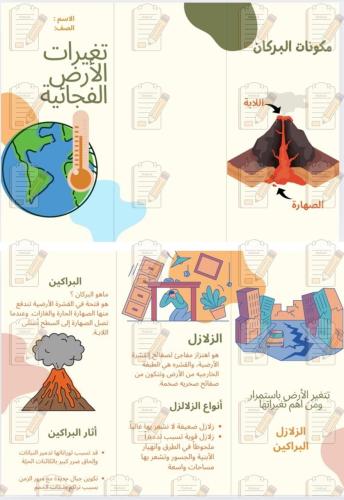 تغييرات الأرض الفجائية علوم ثالث ابتدائي