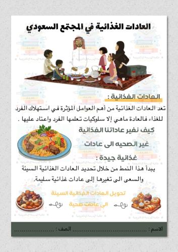 العادات الغذائية في المجتمع السعودي مادة حياتية او...