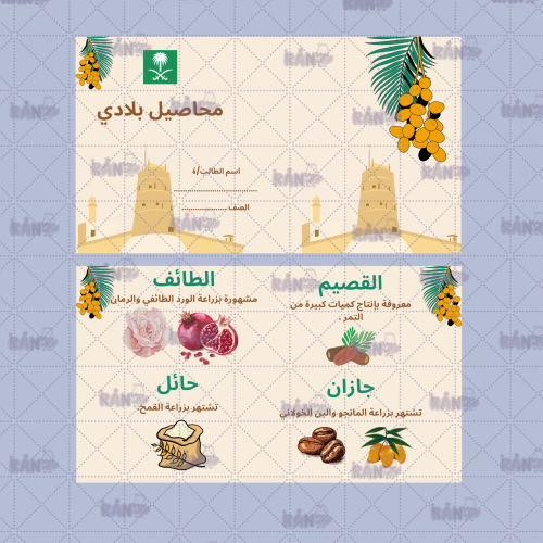 مطوية محاصيل بلادي لغتي ثاني ابتدائي