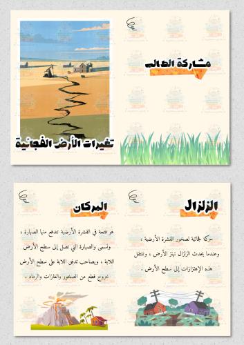 مطوية تغييرات الارض الفجائية علوم ثالث ابتدائي اول...