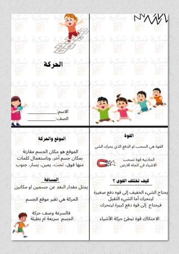 الحركة علوم اول ابتدائي