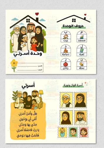 مطوية أسرتي ( لغتي ) صف اول ابتدائي