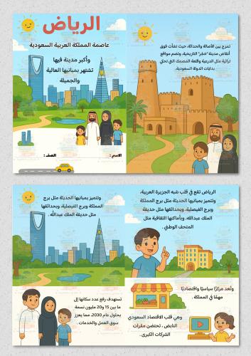 مطوية مدينة الرياض ( لغتي ) ثاني ابتدائي