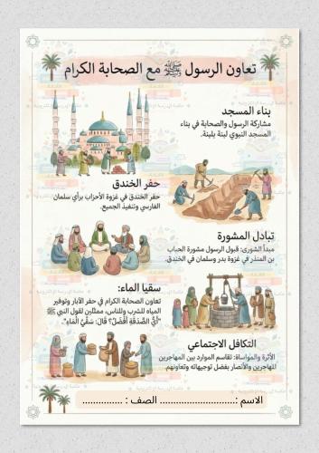 تعاون الرسول صلى الله عليه وسلم مع الصحابة