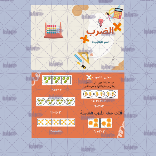 مطوية الضرب رياضيات ثالث ابتدائي