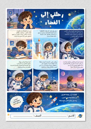 قصة رحلتي الى الفضاء ثيم اولاد