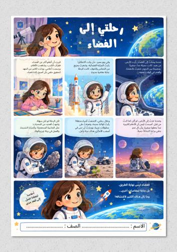 قصة رحلتي الى الفضاء ثيم بنات