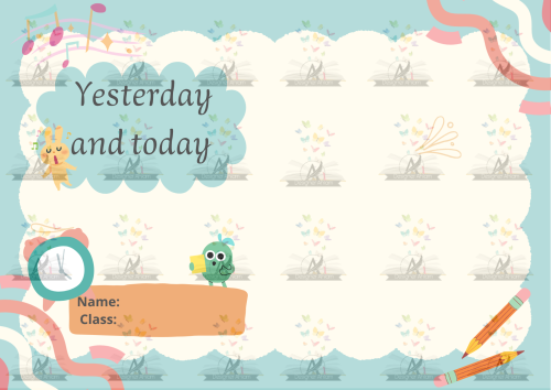 مطوية Yesterday and todayثالث ابتدائي
