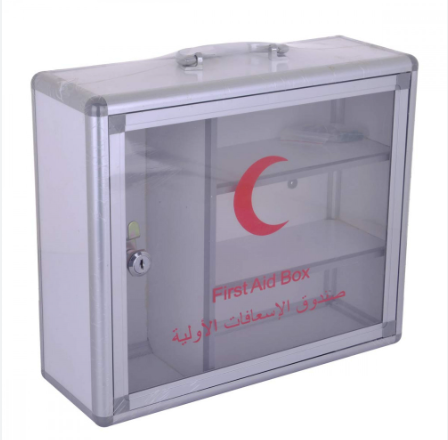 صندوق صيدلية إسعافات أولية مع جميع مكوناته