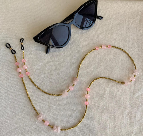 تعليقه نظاره خرز ذهبي وحجر وردي