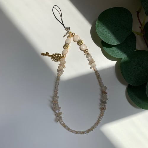 تعليقه جوال خرز بيج وحجر