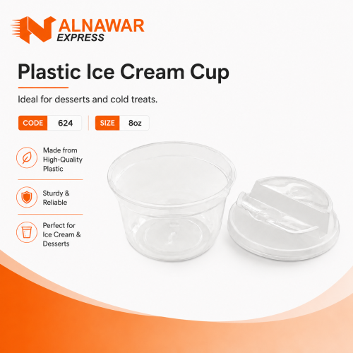 Plastic ice cream containers 8 ounces (500 pieces)