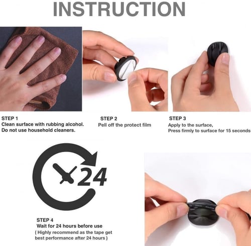 مشابك الكابلات، مجموعة من 16 حامل سلك لاصق أسود من...