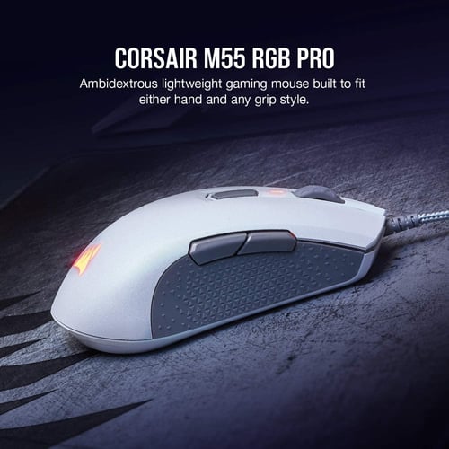 ماوس Corsair M55 RGB Pro White دقة 12400 DPI وتصمي...