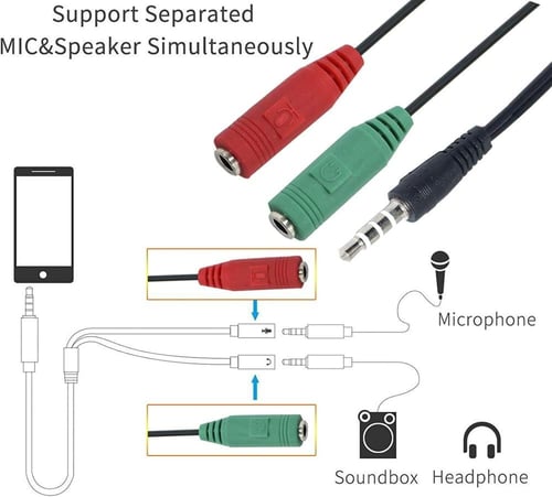 سلك سماعة صوت 2 في 1 جاك AUX | كابل صوت عالي الجود...