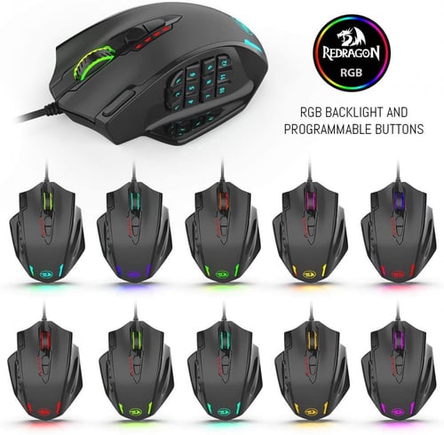 ماوس Redragon M908 Black دقة 12400 DPI وإضاءة RGB...