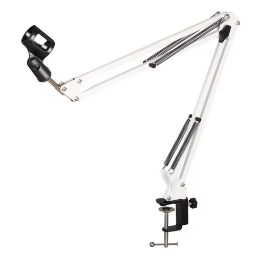 White desktop microphone arm holder, foldable and...