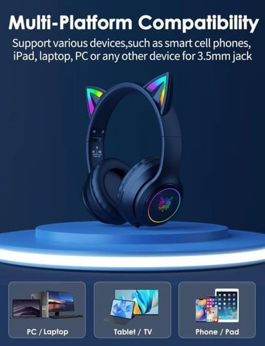 سماعة رأس Onikuma B90 RGB Cat Ear اللاسلكية للألعا...