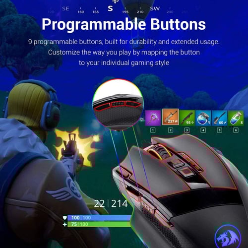 ماوس Redragon M801 RGB - دقة 16,000 DPI وإضاءة RGB...