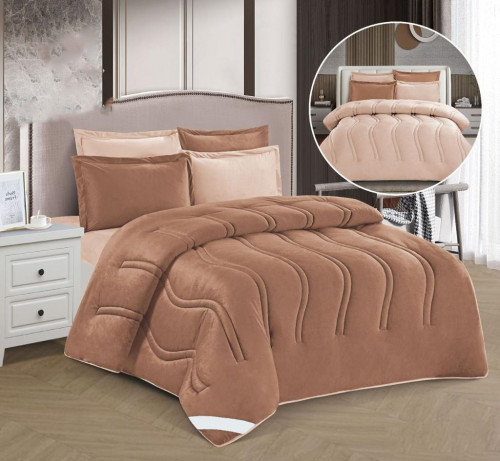 طقم مفرش شتوي اوتليت مزدوج 6 قطع وجهين