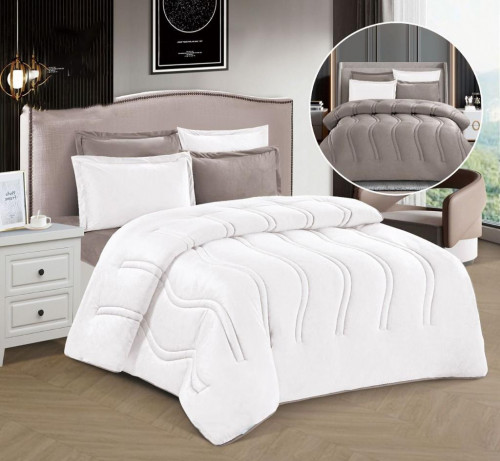 طقم مفرش شتوي اوتليت مزدوج 6 قطع وجهين