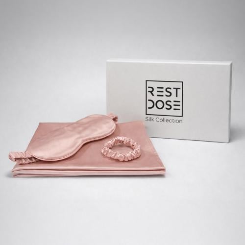 مجموعة حرير طبيعي لون روز