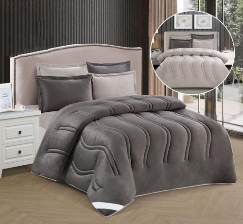 طقم مفرش شتوي اوتليت مزدوج 6 قطع وجهين