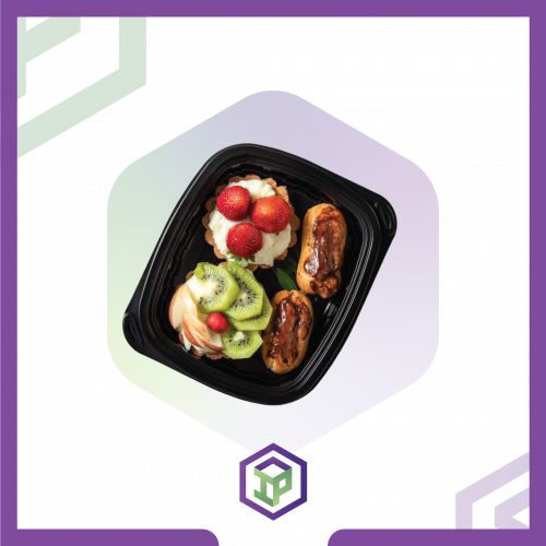 علب مايكرويف اسود غطاء PP [ مقاس 12 أونص ]