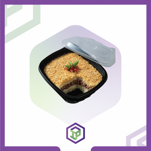 علب مايكرويف اسود غطاء PP [ مقاس 24 أونص ]