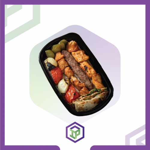 علب مايكرويف احادي مستطيل اسود غطاء PP [ مقاس 32 أ...