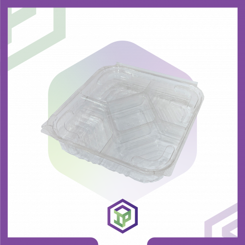 علب بلاستيك مقسم خماسي بغطاء متصل