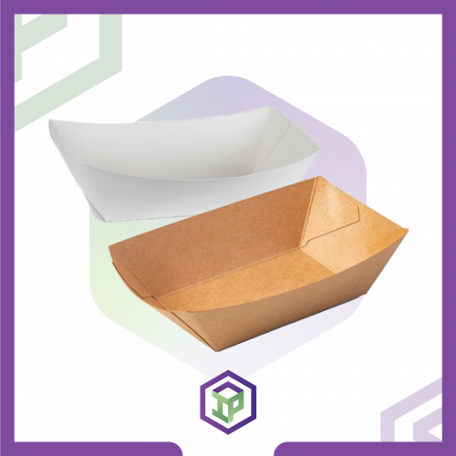 علب ورقي مقعر [ بني / أبيض - مقاسين ]