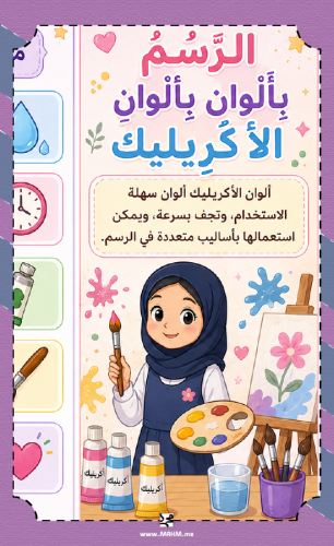 PDF + Word مطوية الرسم بالأكريليك للتربية الفنية ل...