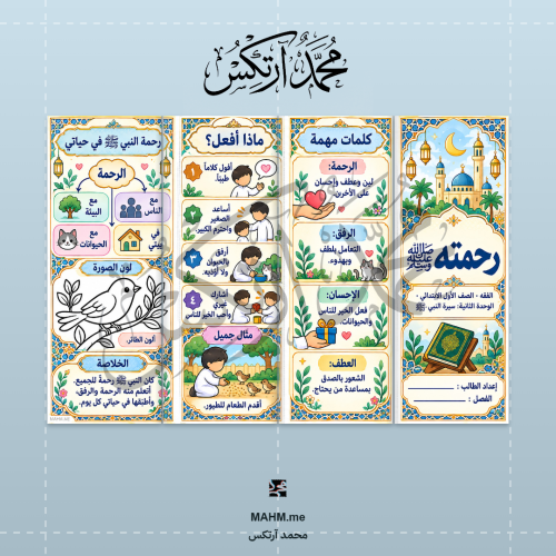مطوية رحمة النبي صلى الله عليه وسلم فقه أول ابتدائ...