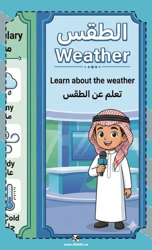 مطوية إنجليزي "الطقس Weather & Future" لرابع ابتدا...
