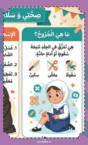 مطوية ونشاط "الجروح والحروق" – علمي ابنتكِ كيف تتع...