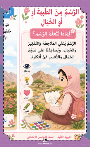 مطوية تربية فنية أنيقة عن الرسم من الطبيعة أو الخي...