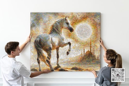 فسيفساء غروب الأصالة (ملف رقمي): خيل عربي يعانق ال...
