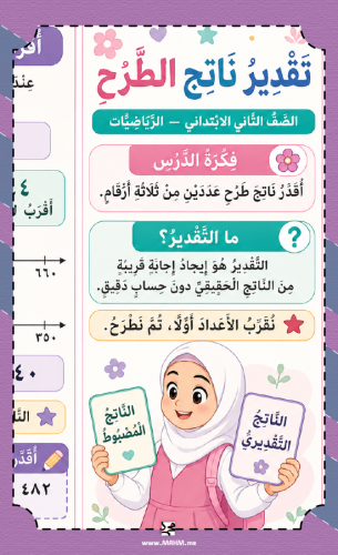 مطوية تقدير ناتج الطرح مع ورقة عمل تفاعلية للصف ال...