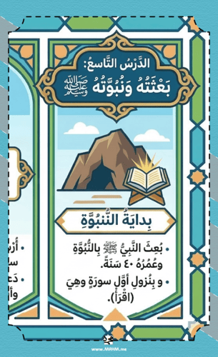 مطوية ونشاط "بعثته ونبوته ﷺ" – جاهزة للطباعة، وتخت...