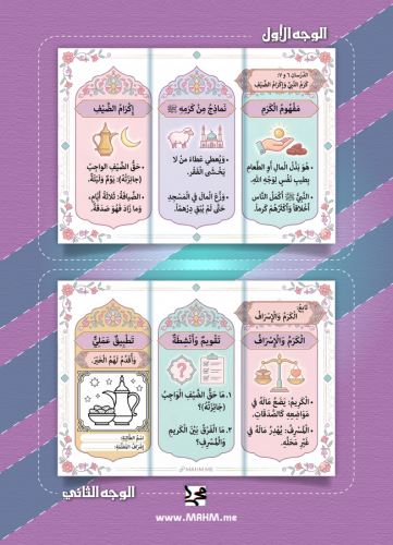 مطوية ونشاط "كرم النبي وإكرام الضيف" – جاهزة للطبا...