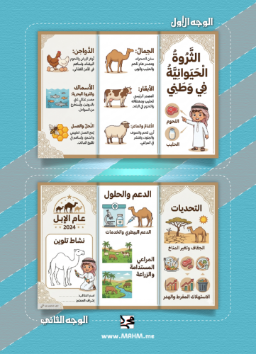 مطوية ونشاط "الثروة الحيوانية" – جاهزة للطباعة، وم...